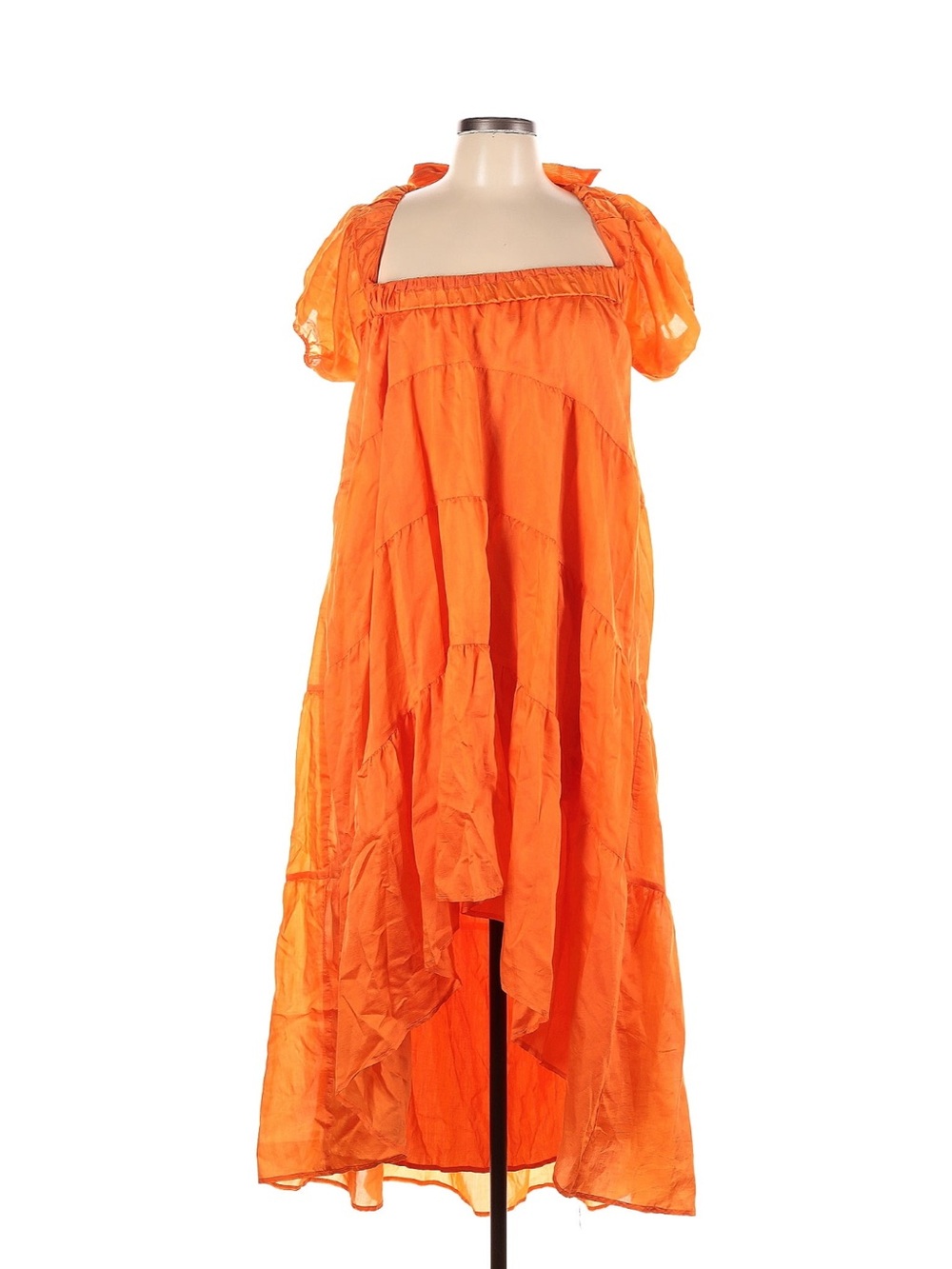 Bright Orange Maxi Dress with Tie Shoulder Detail
